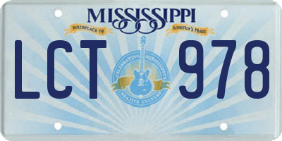 MS license plate LCT978