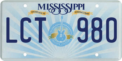 MS license plate LCT980