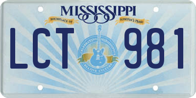 MS license plate LCT981