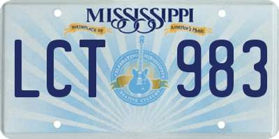 MS license plate LCT983