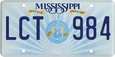 MS license plate LCT984