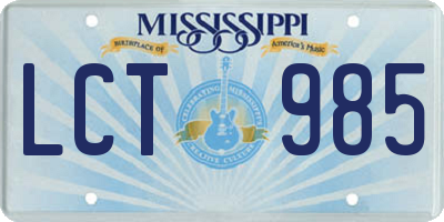 MS license plate LCT985
