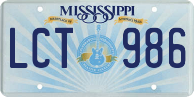 MS license plate LCT986