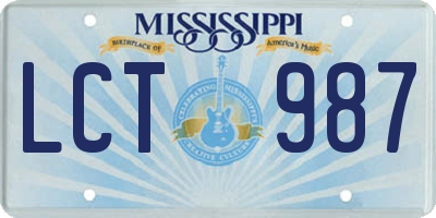 MS license plate LCT987