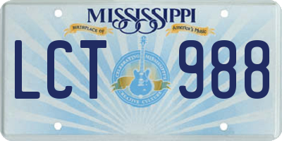 MS license plate LCT988