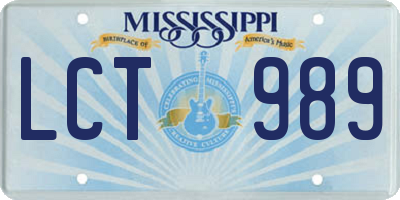 MS license plate LCT989