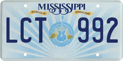 MS license plate LCT992