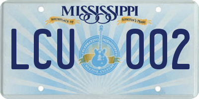MS license plate LCU002