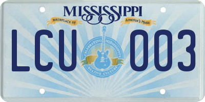 MS license plate LCU003