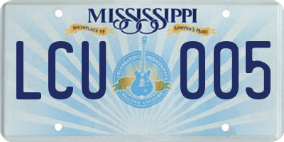 MS license plate LCU005