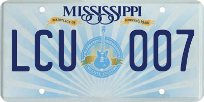 MS license plate LCU007