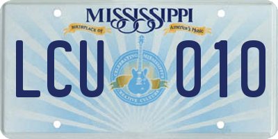 MS license plate LCU010