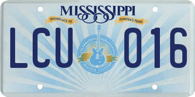 MS license plate LCU016