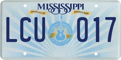 MS license plate LCU017