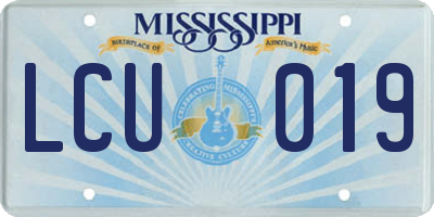MS license plate LCU019