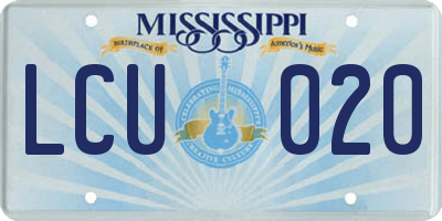 MS license plate LCU020