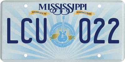 MS license plate LCU022