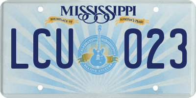 MS license plate LCU023