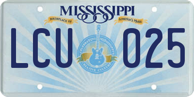 MS license plate LCU025