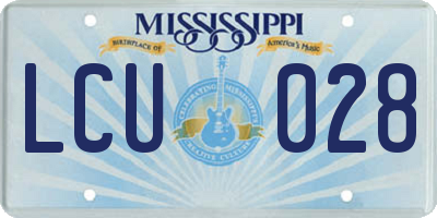MS license plate LCU028