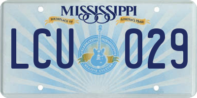 MS license plate LCU029