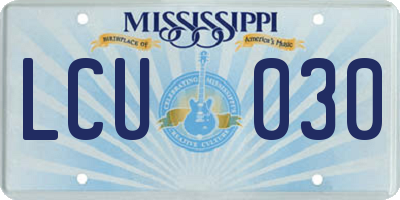 MS license plate LCU030