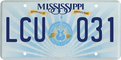 MS license plate LCU031