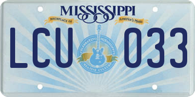 MS license plate LCU033
