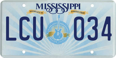 MS license plate LCU034