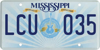 MS license plate LCU035