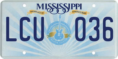 MS license plate LCU036