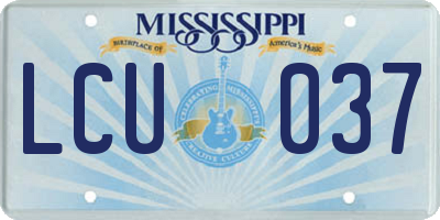 MS license plate LCU037