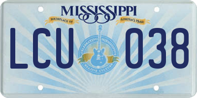MS license plate LCU038