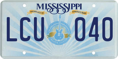 MS license plate LCU040