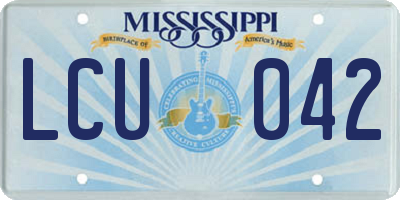 MS license plate LCU042