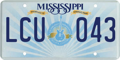 MS license plate LCU043