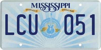 MS license plate LCU051