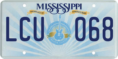 MS license plate LCU068
