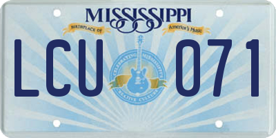 MS license plate LCU071