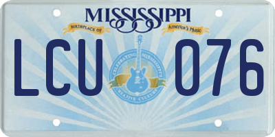 MS license plate LCU076