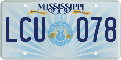 MS license plate LCU078