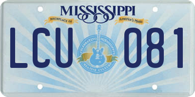 MS license plate LCU081