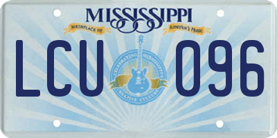 MS license plate LCU096