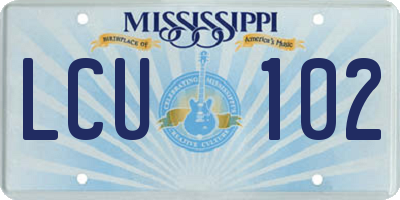 MS license plate LCU102