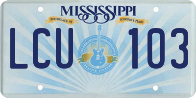MS license plate LCU103