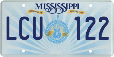 MS license plate LCU122