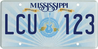 MS license plate LCU123