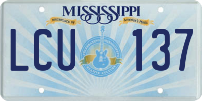 MS license plate LCU137
