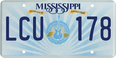 MS license plate LCU178