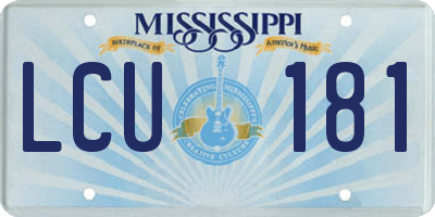 MS license plate LCU181